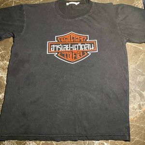 Harley-Davidson Bangkok, Thailand Black Tee with Orange and White Logo. Vintage.